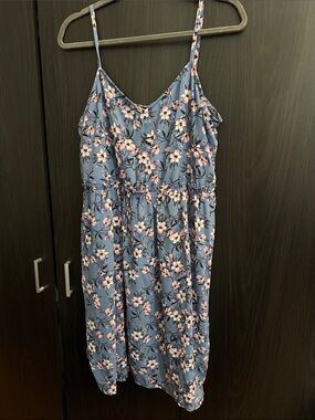 ONLY Blue Floral Slip Dress with Pink & White Blooms